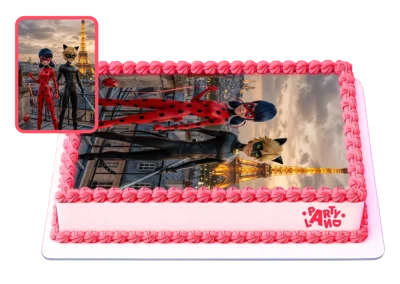 Детска торта на тема Калинката и Черния котарак – Miraculous Ladybug and Cat Noir