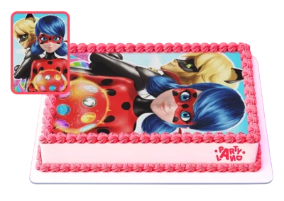 Детска торта на тема Калинката и Черния котарак – Miraculous Ladybug and Cat Noir