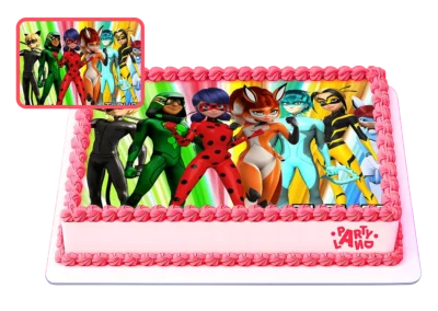 Детска торта на тема Калинката и Черния котарак – Miraculous Ladybug and Cat Noir