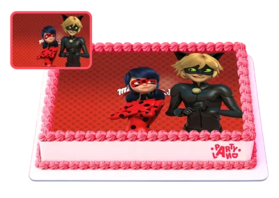 Детска торта на тема Калинката и Черния котарак – Miraculous Ladybug and Cat Noir