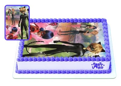 Детска торта на тема Калинката и Черния котарак – Miraculous Ladybug and Cat Noir