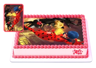 Детска торта на тема Калинката и Черния котарак – Miraculous Ladybug and Cat Noir