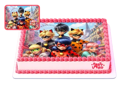 Детска торта на тема Калинката и Черния котарак – Miraculous Ladybug and Cat Noir