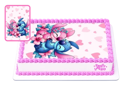 Детска торта на тема Стич и Енджел – Stitch and Angel