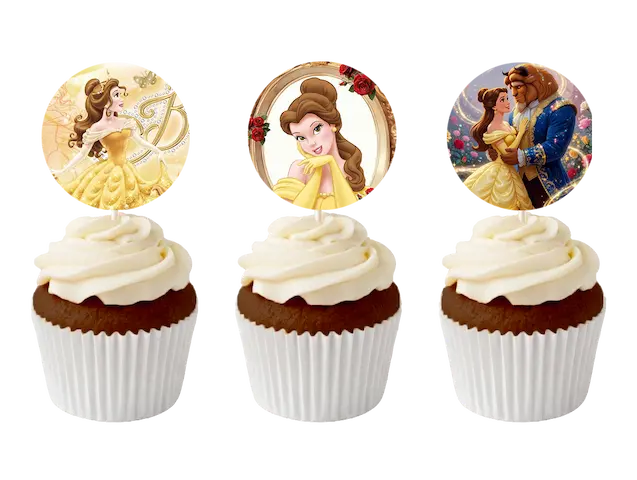 mafini-muffins-princesa-bel-krasavicata-i-zvyara-belle-beauty-and-the-beast декориран мъфин на тма принцеса БЕЛ